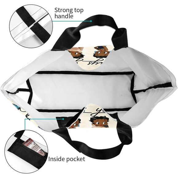 Women Tote Bag Polyester Large Capacity Casual Travel Shopping - Picture 5 of 9